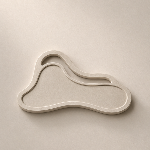 A minimalist, cloud-shaped tray or planter made of light beige textured material, shown on a matching neutral beige background.